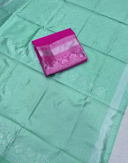 Mint Green Plain Silk Saree
