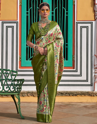 Light Green Printed Silk Saree