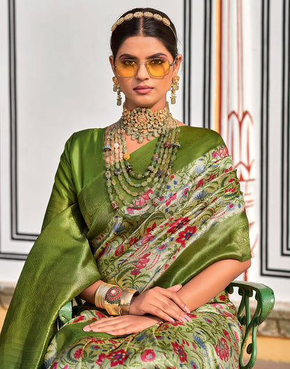 Light Green Printed Silk Saree