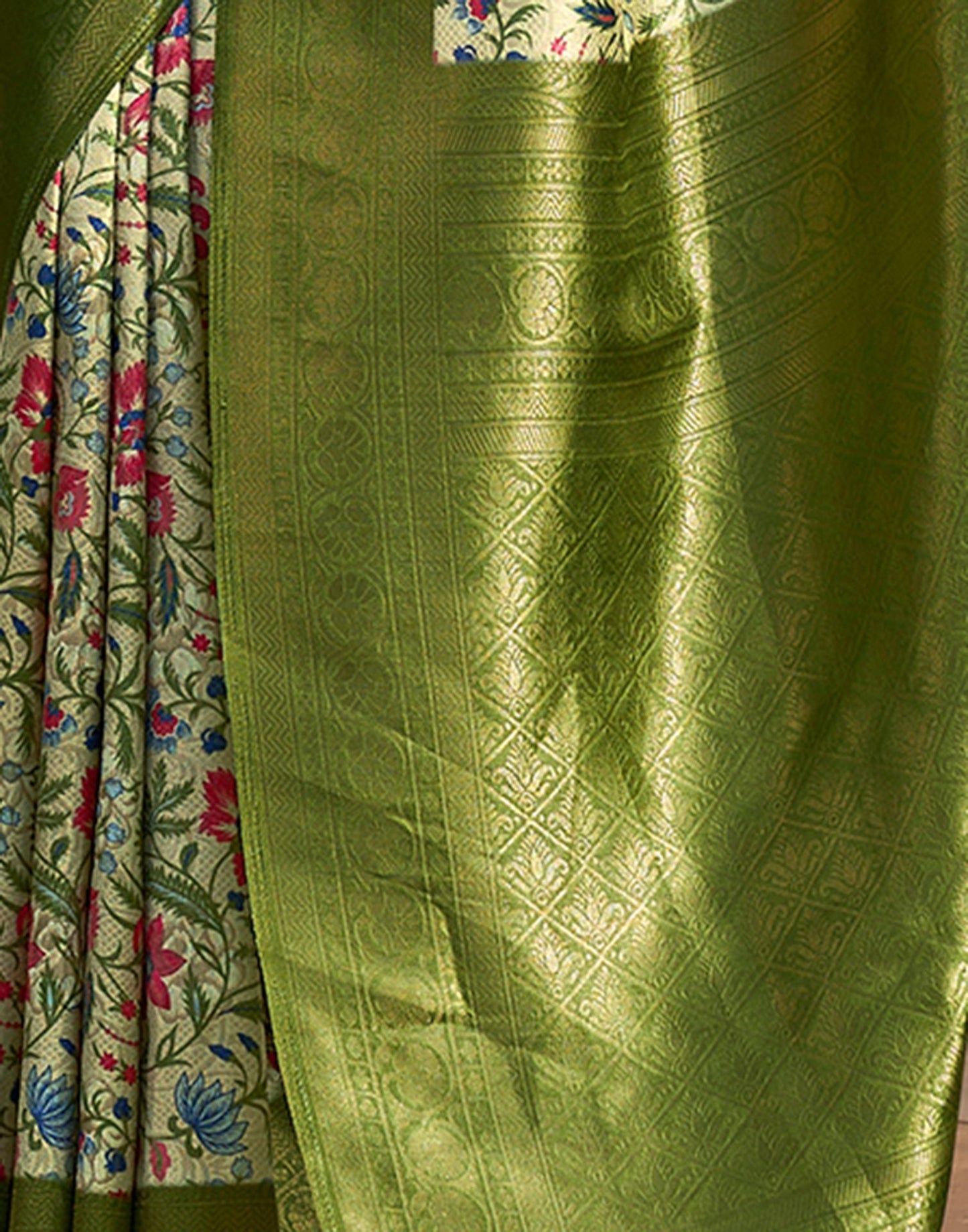 Light Green Printed Silk Saree