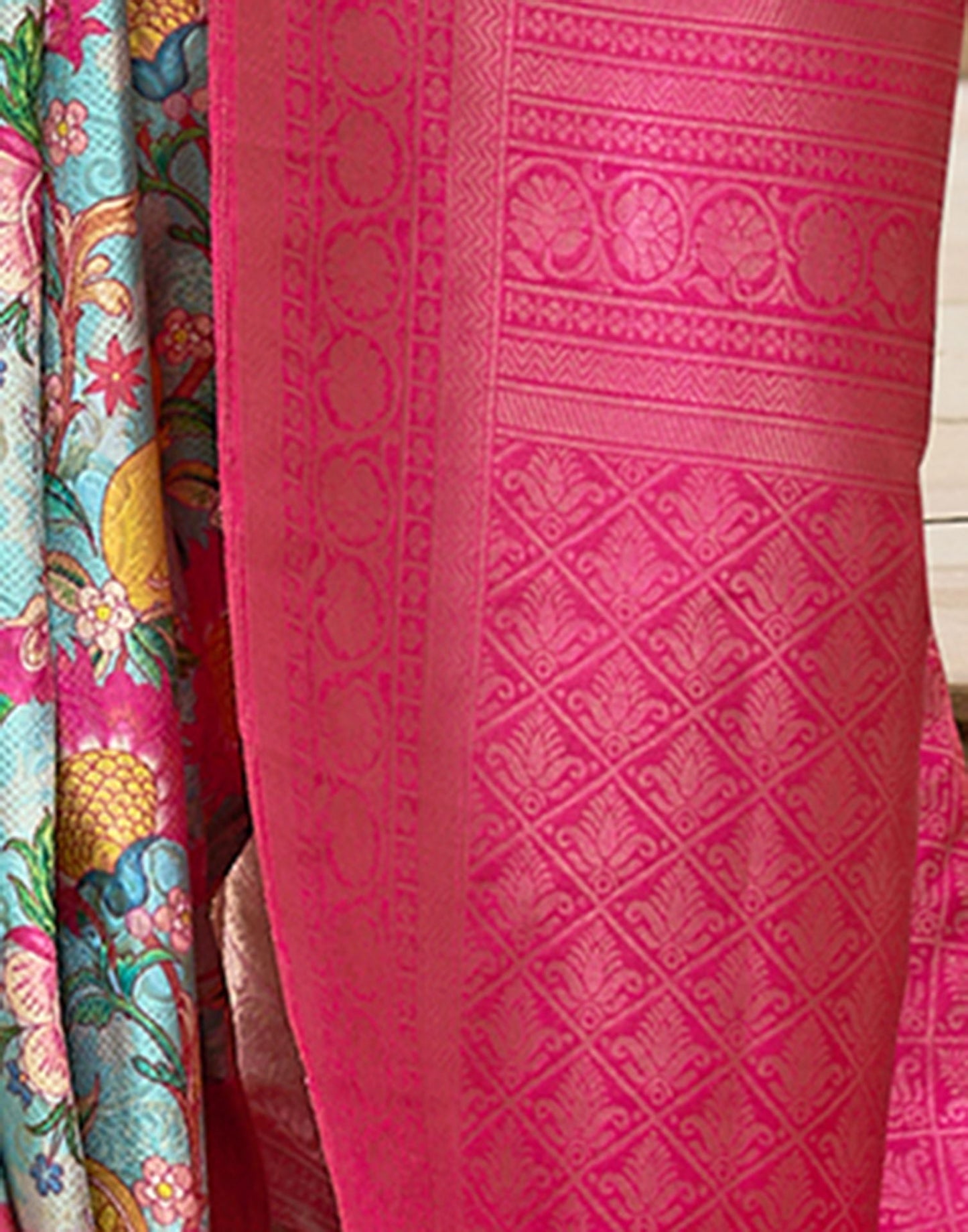 Blue Printed Silk Saree