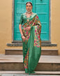 Beige & green Printed Silk Saree