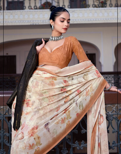 Multicoloured Printed Georgette Saree