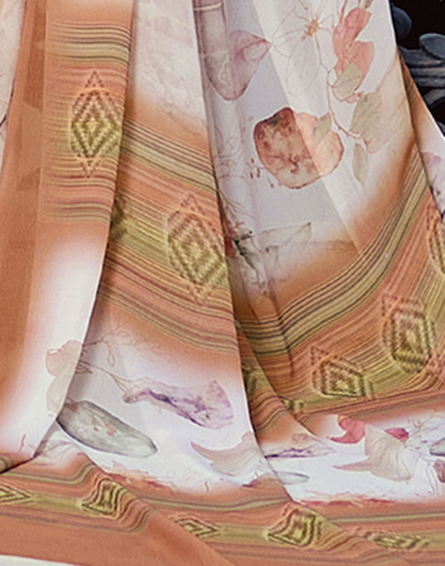 Multicoloured Printed Georgette Saree