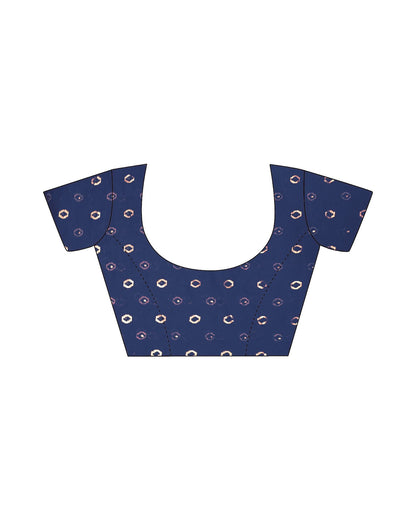 Navy Blue Printed Georgette Saree
