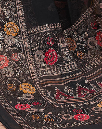 Black Printed Georgette Saree