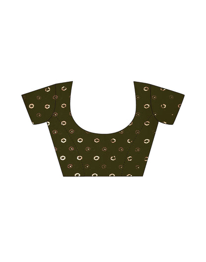 Dark Olive Green Printed Georgette Saree