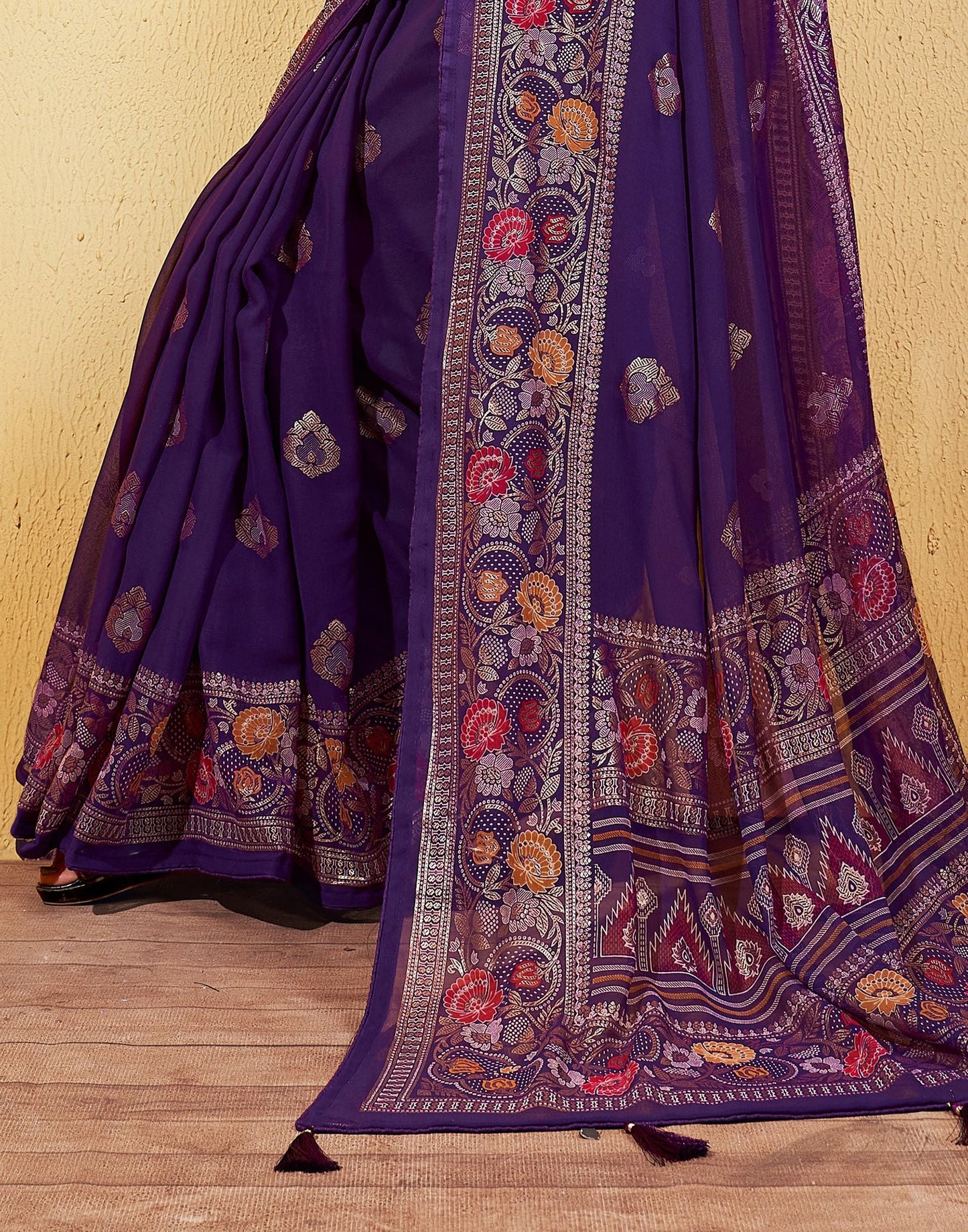 Purple Printed Georgette Saree