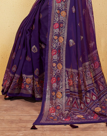 Purple Printed Georgette Saree