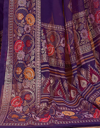 Purple Printed Georgette Saree