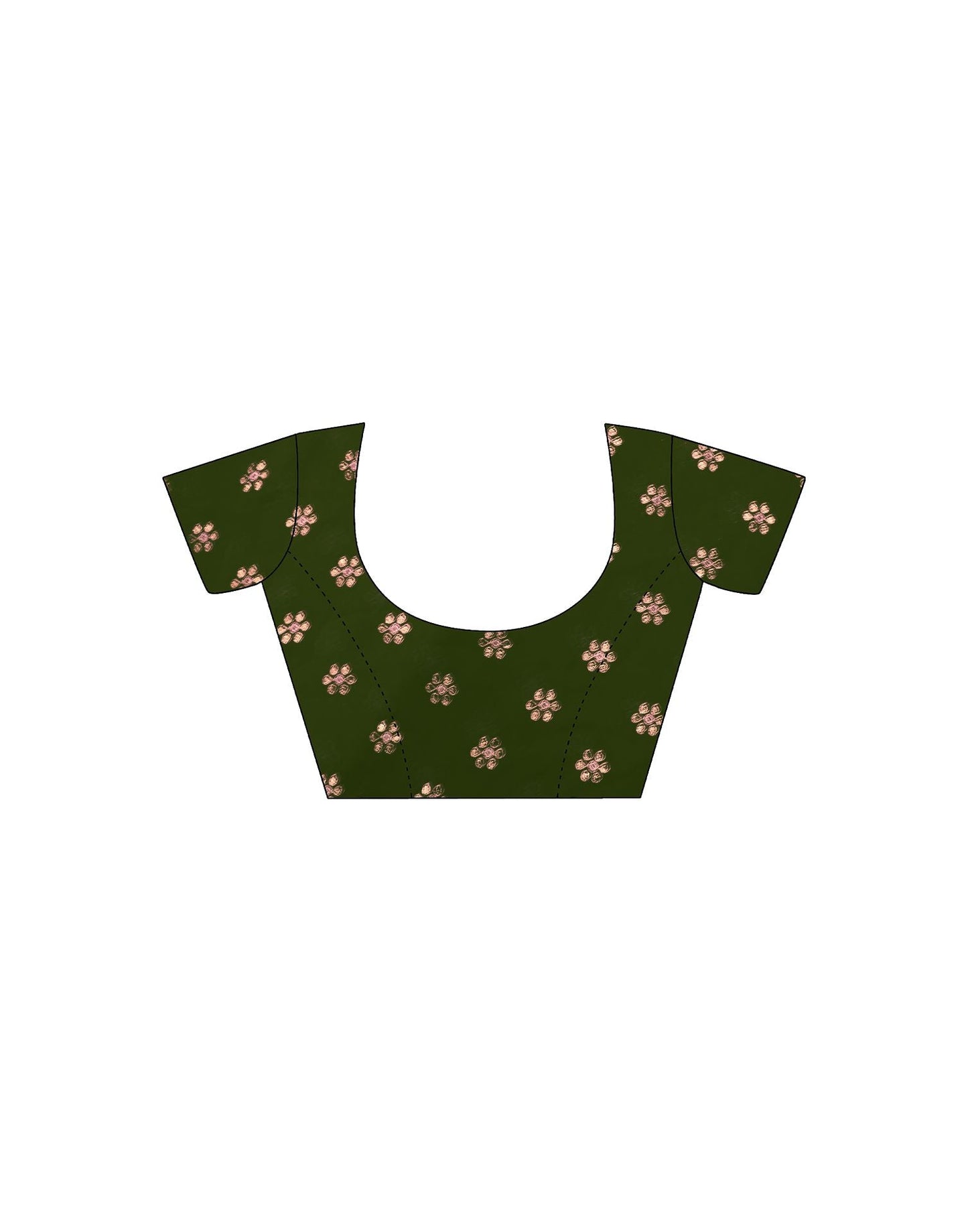 Dark Olive Green Printed Georgette Saree