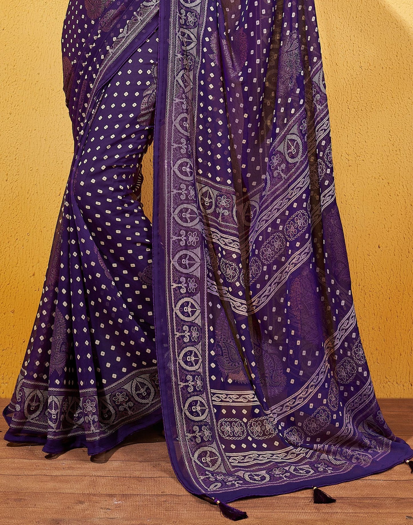 Purple Printed Georgette Saree