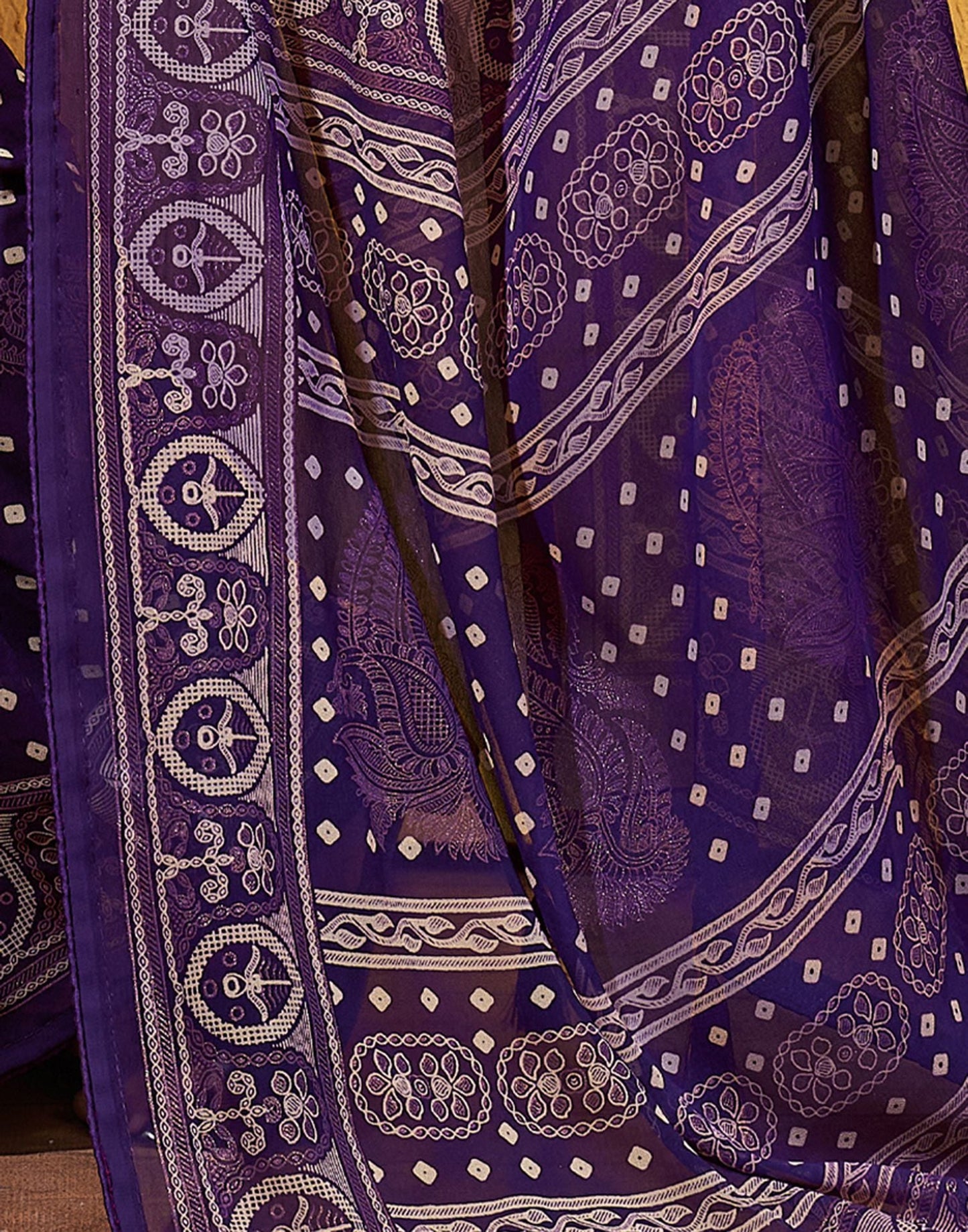 Purple Printed Georgette Saree