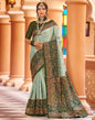 Mint Green Printed Silk Saree