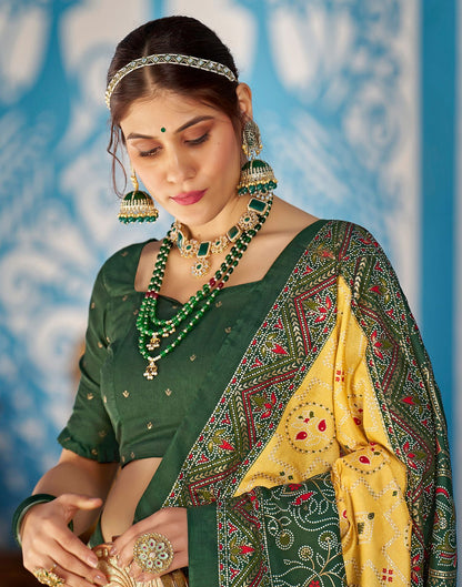 Yellow Printed Silk Saree