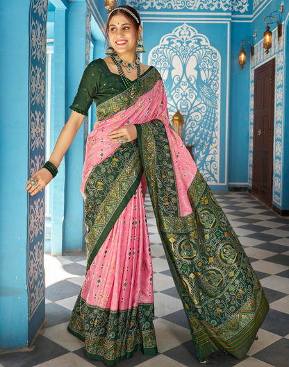 Light Pink Printed Silk Saree