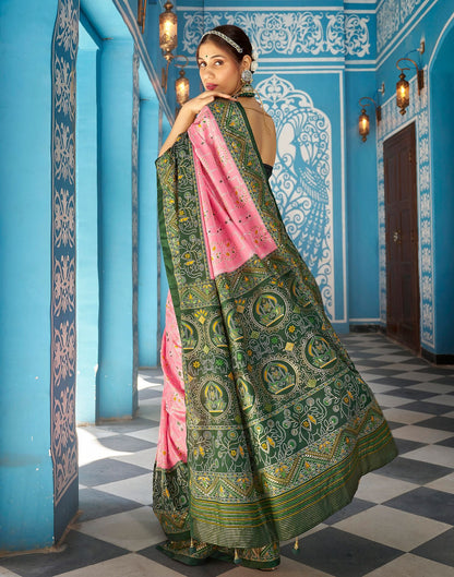 Light Pink Printed Silk Saree