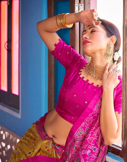 Musterd Printed Silk Saree