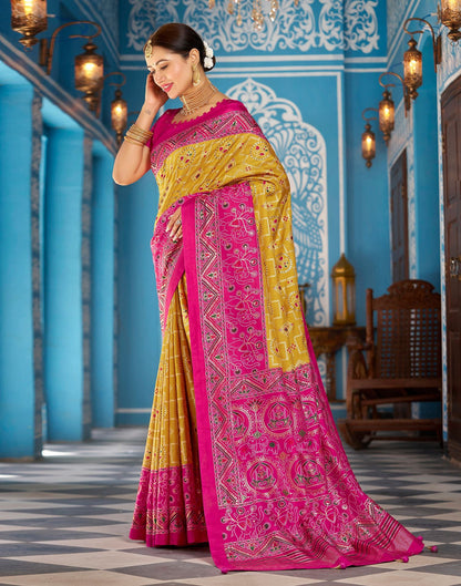 Musterd Printed Silk Saree