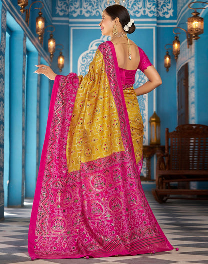 Musterd Printed Silk Saree