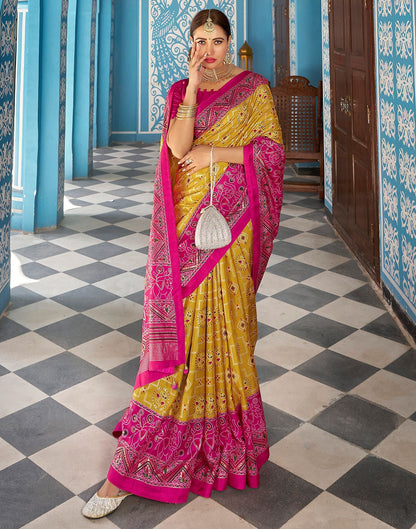 Musterd Printed Silk Saree
