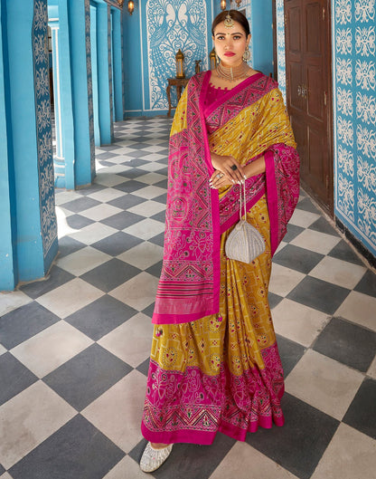 Musterd Printed Silk Saree