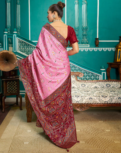 Light Pink Printed Silk Saree