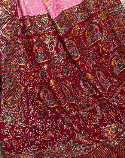 Light Pink Printed Silk Saree