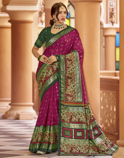 Pink Printed Silk Saree