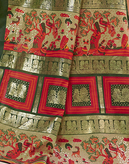 Red Printed Silk Saree