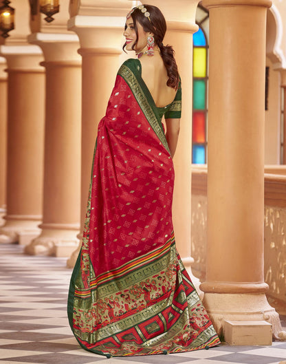 Red Printed Silk Saree