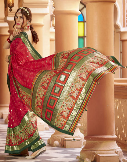 Red Printed Silk Saree