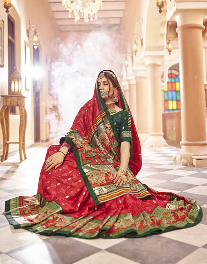 Red Printed Silk Saree