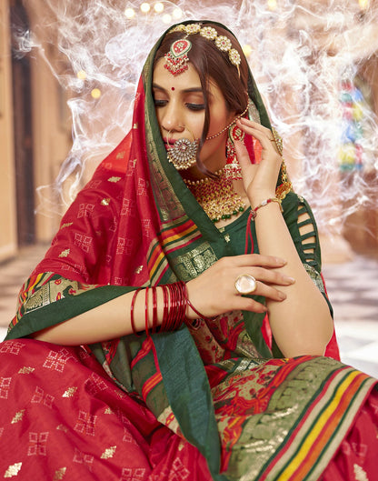 Red Printed Silk Saree