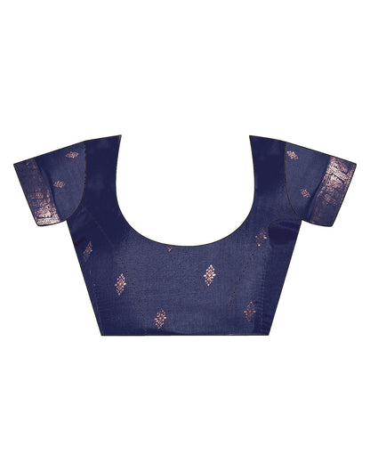 Blue Grey Printed Silk Saree