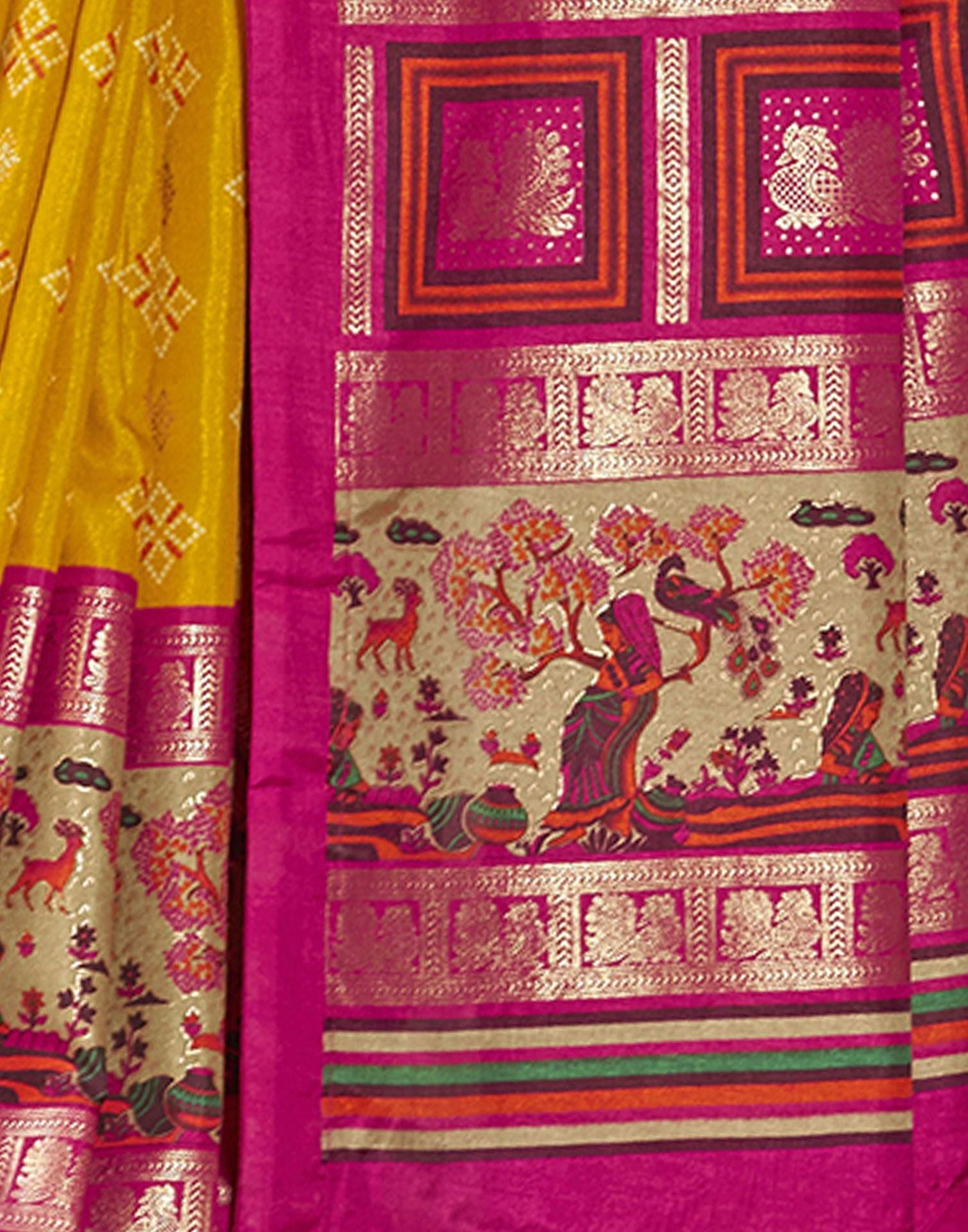 Turmeric Printed Silk Saree