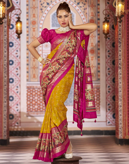 Turmeric Printed Silk Saree
