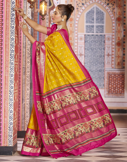 Turmeric Printed Silk Saree