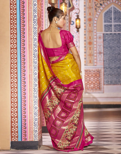 Turmeric Printed Silk Saree
