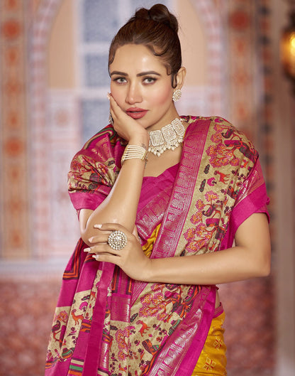 Turmeric Printed Silk Saree