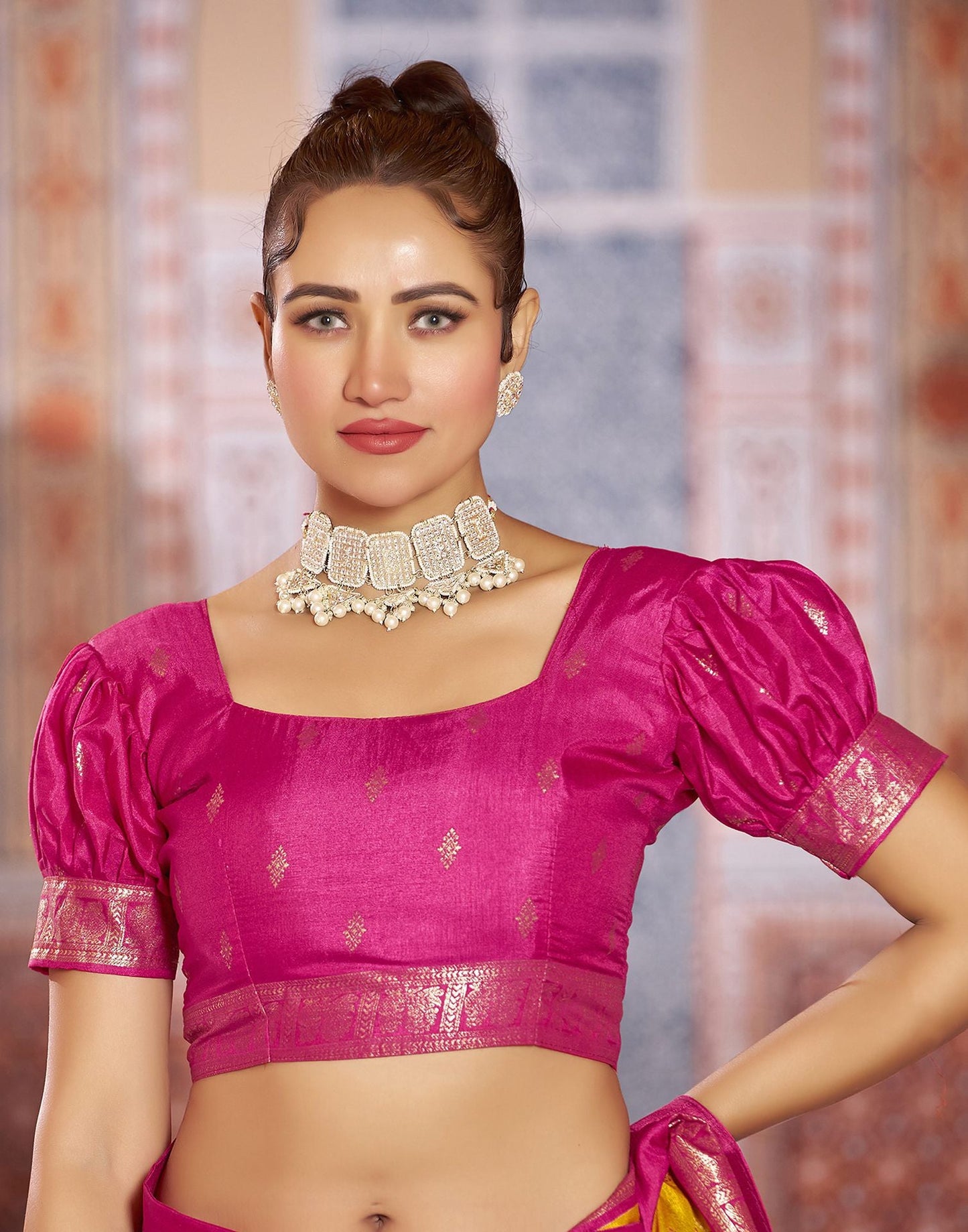 Turmeric Printed Silk Saree