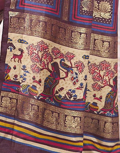 Rose Pink Printed Silk Saree