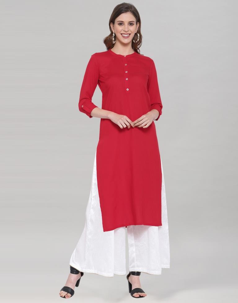 Red Coloured Rayon Solid Kurti | Sudathi