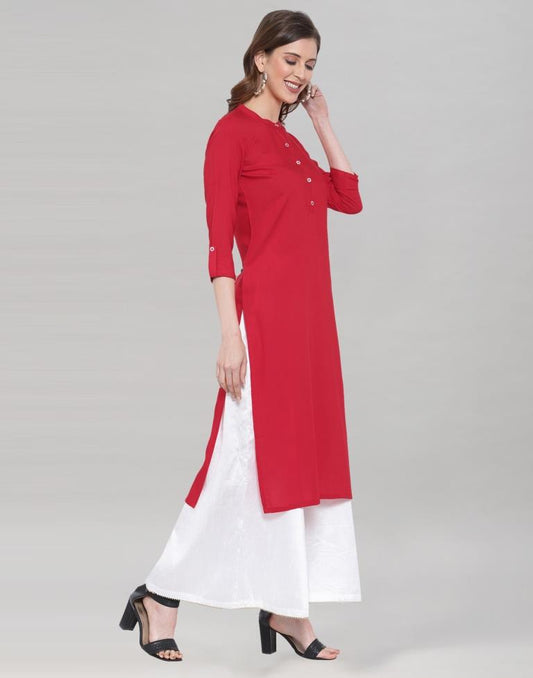 Red Coloured Rayon Solid Kurti | Sudathi