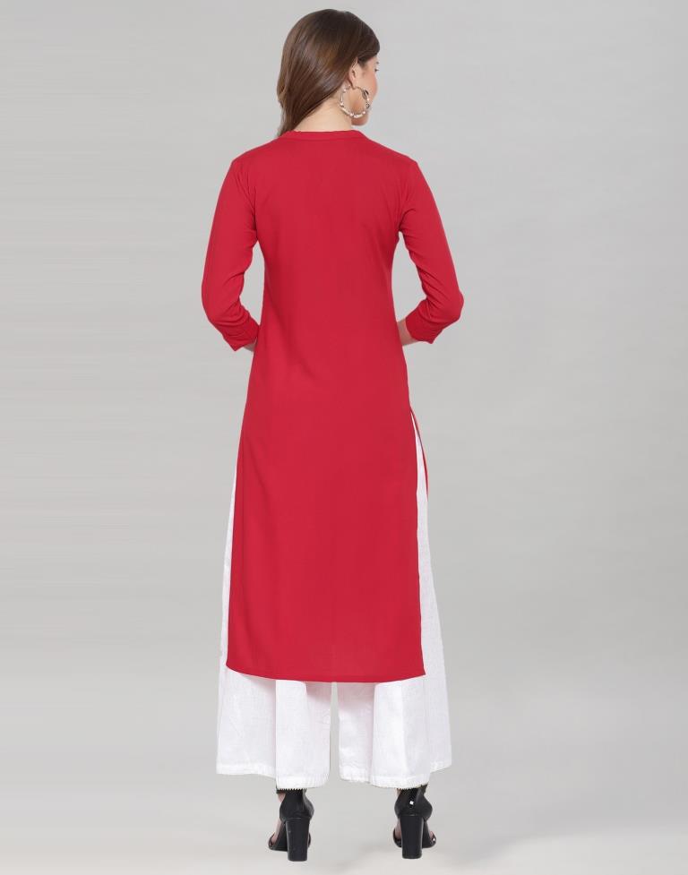 Red Coloured Rayon Solid Kurti | Sudathi