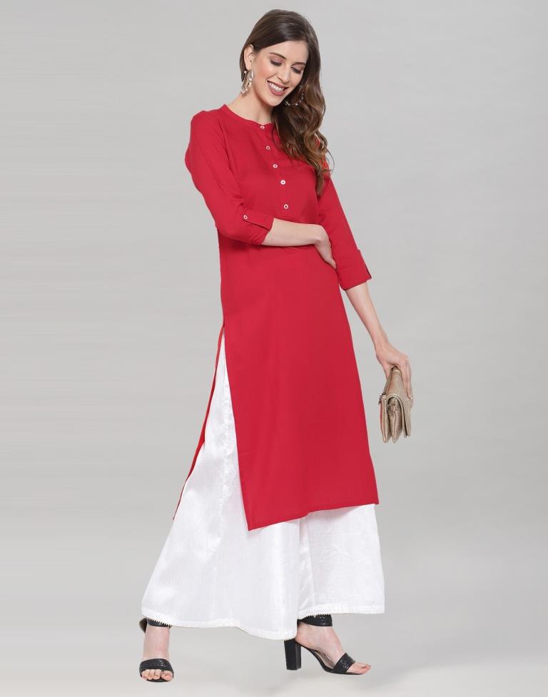 Red Coloured Rayon Solid Kurti | Sudathi