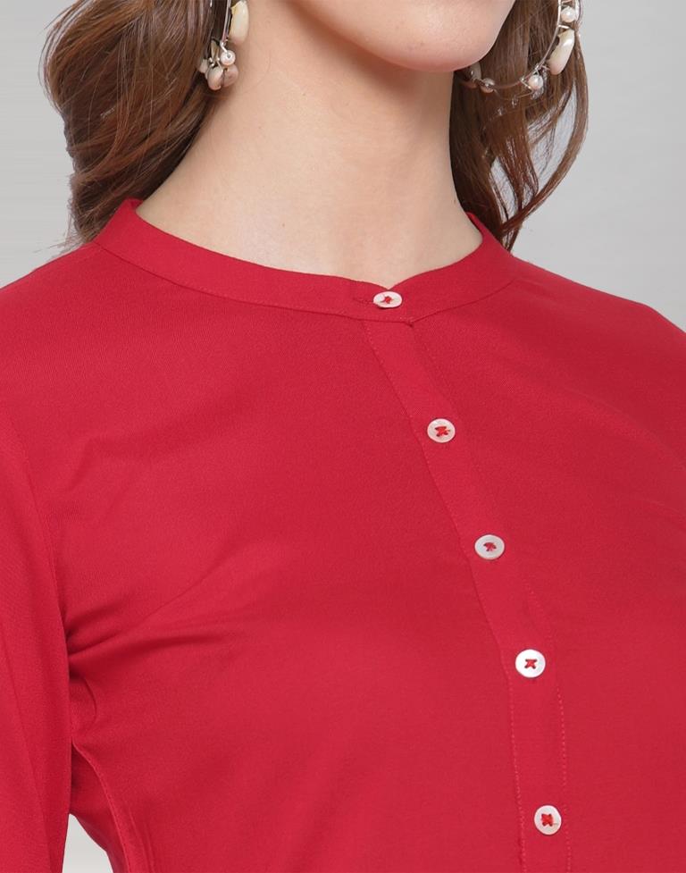 Red Coloured Rayon Solid Kurti | Sudathi