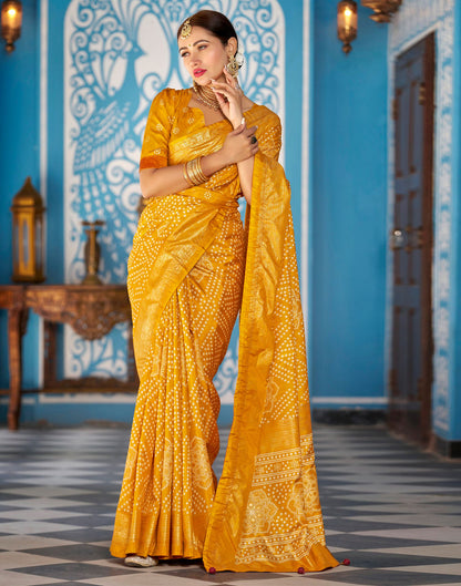 Turmeric Bandhani Silk Saree