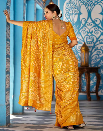 Turmeric Bandhani Silk Saree