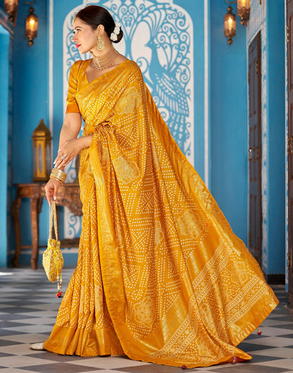 Turmeric Bandhani Silk Saree